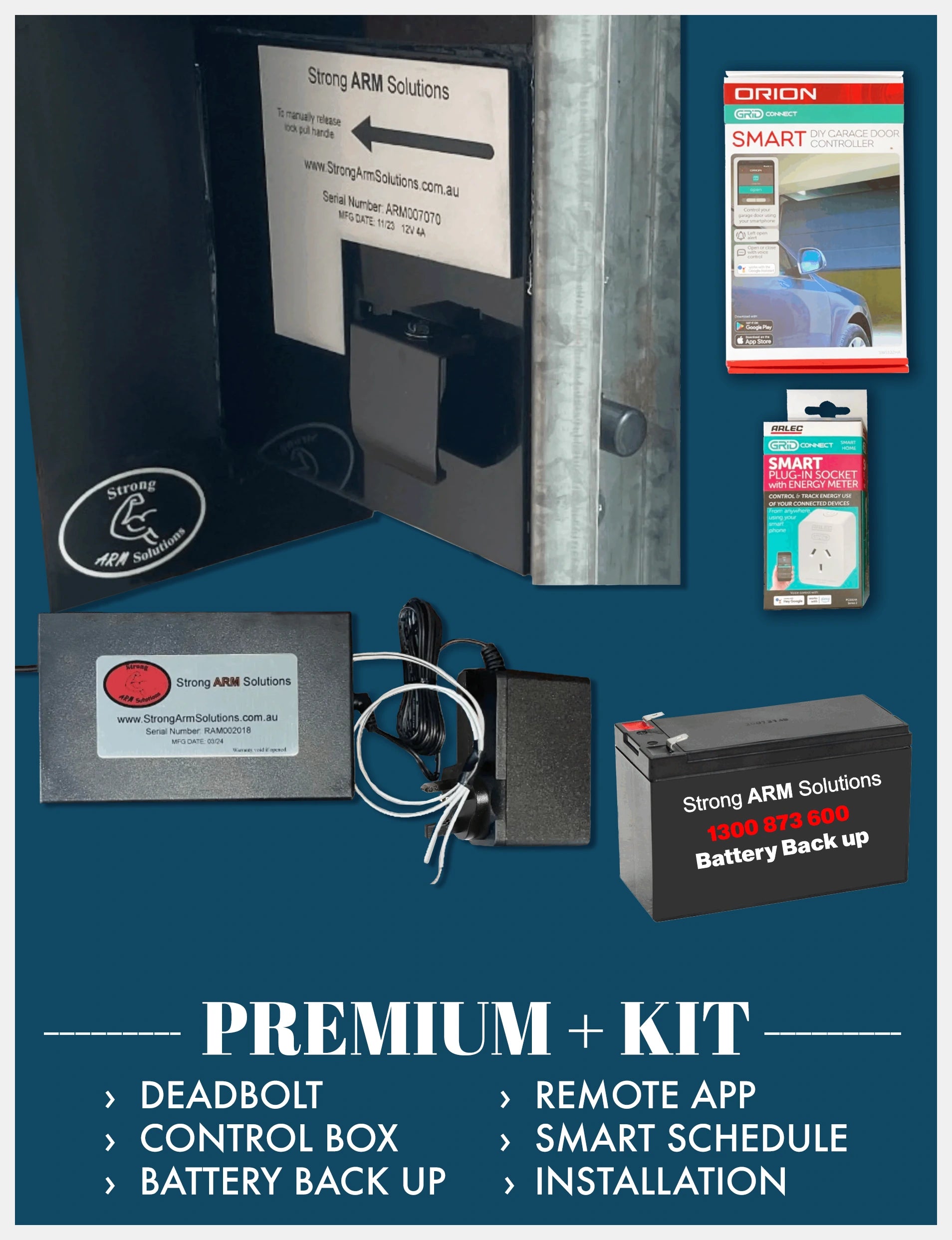 Strong ARM Solutions Garage Deadbolt Premium Plus Kit